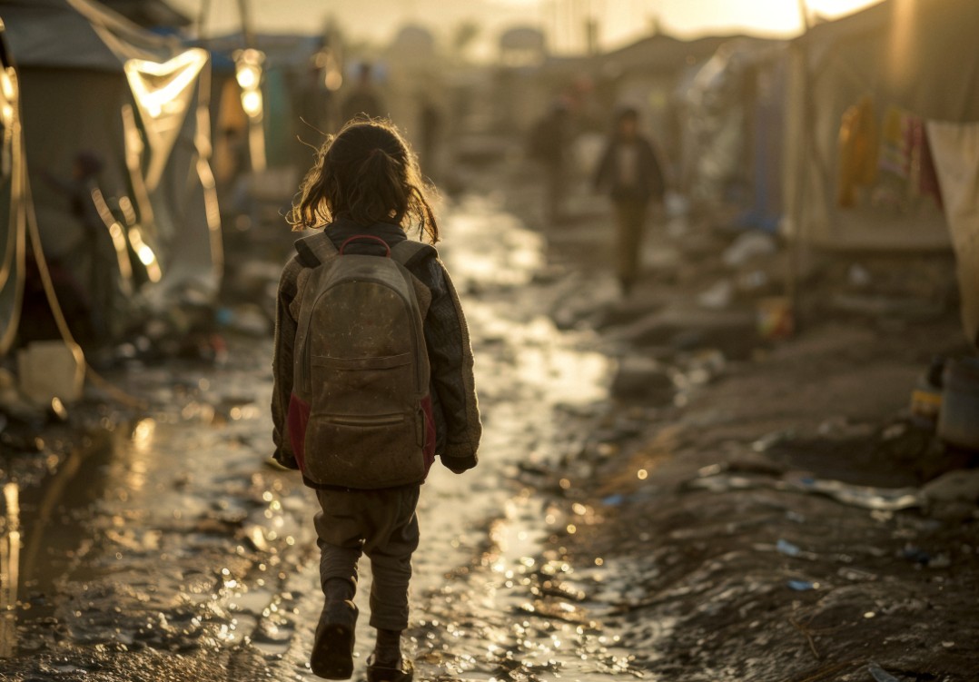 Imagen de niña afectada por la guerra